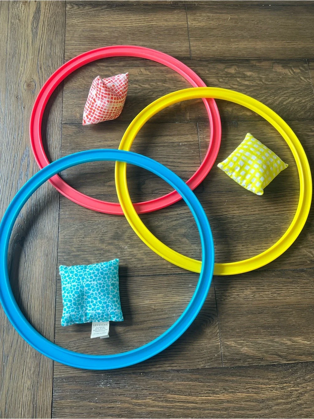 Jump-In Hoops & Bean Bags Set - Red, Yellow, Blue - Unbranded